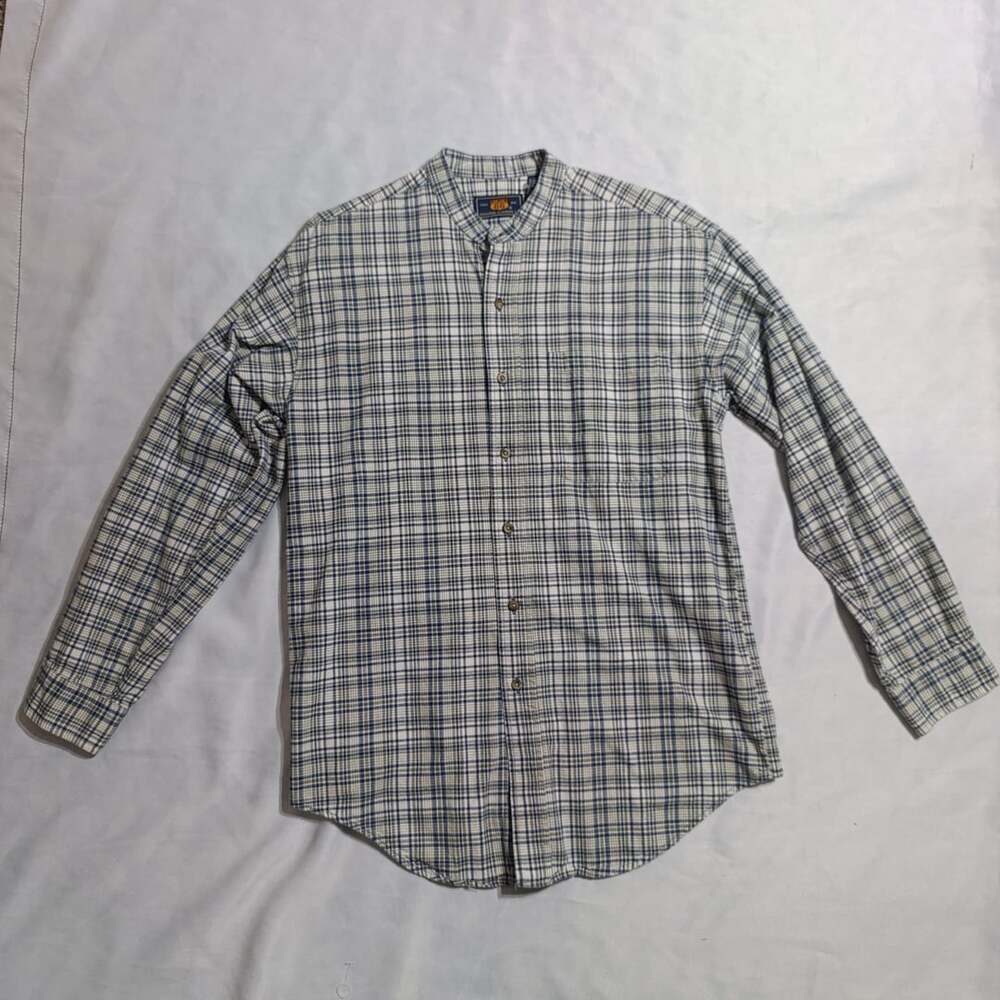Route 66 Men's Long Sleeve Button Down Shirt Size 2X 2XL 100% Cotton Blue Gold
